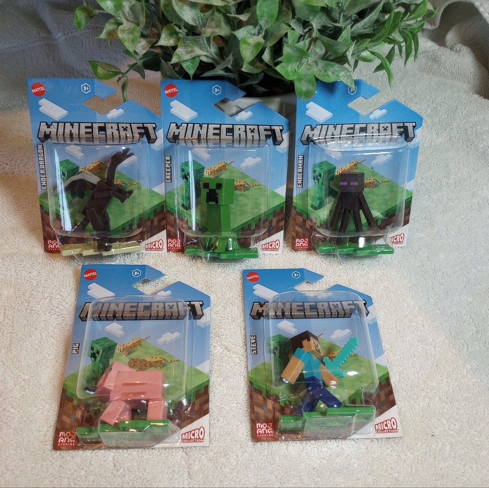 Minecraft Mojang Micro 2" Collection Steve Pig Creeper Enderman Enderdragon New